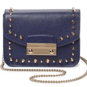 FURLA Women's Blue Julia Mini Stud Crossbody Bag - like new